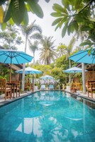 2 outdoor pools, open 8:00 AM to 9:00 PM, pool umbrellas, sun loungers