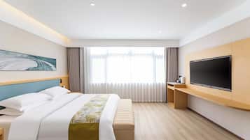 Desk, blackout curtains, iron/ironing board, free WiFi