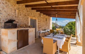 Outdoor dining - Nice home in Can Picafort with private swimming pool, can be inside or outside (Can Picafort)