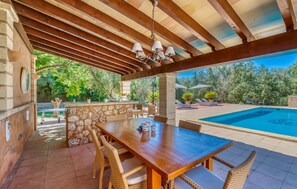 Outdoor dining - Nice home in Sa Coma with private swimming pool, can be inside or outside (Sa Coma)