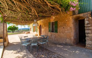 Outdoor dining - Nice home in Sant Llorenc with private swimming pool, can be inside or outside (Sant Llorenc)