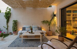 Terrace/patio - Stunning home in Sant Joan with private swimming pool, can be inside or outside (Sant Joan)