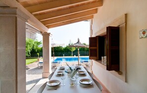 Outdoor dining - Lovely home in Muro with private swimming pool, can be inside or outside (Muro)