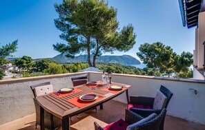 Outdoor dining - Stunning home in Canyamel with private swimming pool, can be inside or outside (Canyamel)