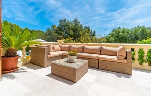 Terrace/patio - Lovely home in Cala Mendia with private swimming pool, can be inside or outside (Cala Mendia)