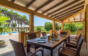 Outdoor dining - Amazing home in Llubi with private swimming pool, can be inside or outside (Llubi)