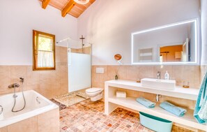 Shower, hair dryer - Amazing home in Son Macia with private swimming pool, can be inside or outside (Son Macia)