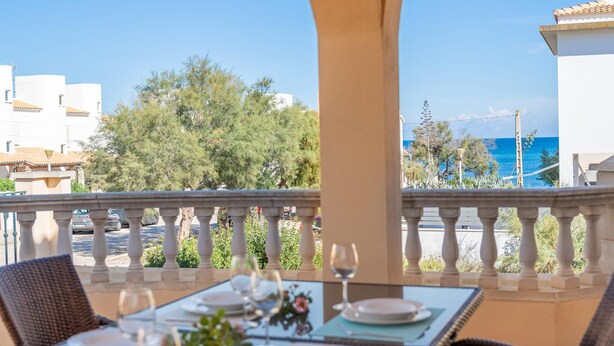 Outdoor dining - Stunning home in Son Serra de Marina with house sea view (Son Serra de Marina)
