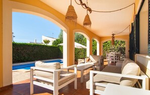 Outdoor dining - Awesome home in Sa Rapita with private swimming pool, can be inside or outside (Sa Rapita)