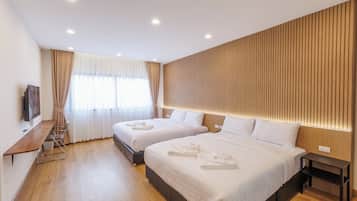 Desk, blackout curtains, free WiFi, bed sheets