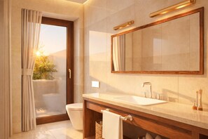 Quaint Signature Suite | Kylpyhuone | Ilmaiset hygieniatuotteet, hiustenkuivaaja, kylpytakit, tohvelit