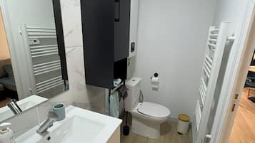 Sèche-cheveux, serviettes fournies, savon, papier toilette