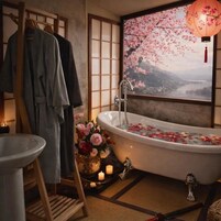 Suíte superior, vista para a colina | Banheiro | Banheira e chuveiro separados, produtos de toalete grátis