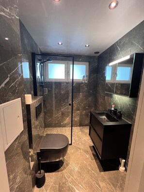 Serviettes fournies, savon, papier de toilette