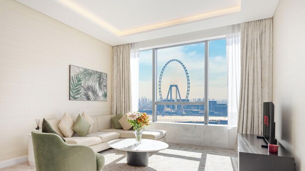 Apartment, Sea View | Living area - LUX Iconic Views at Palm Tower Suite 7 (Dubai)