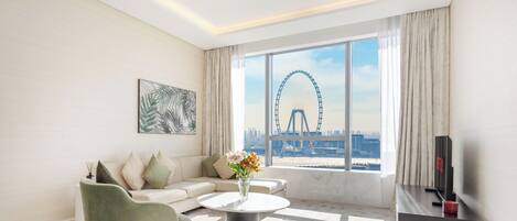 Departamento, vista al mar | Área de sala de estar