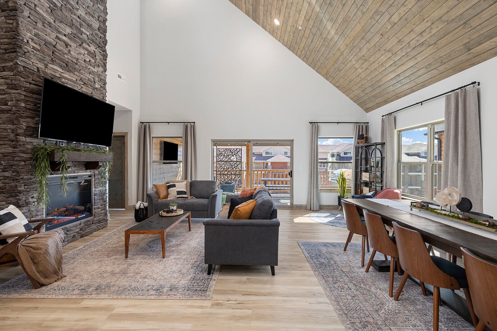 Smart TV, fireplace, video games, table football