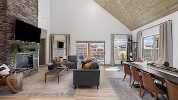 Smart TV, fireplace, video games, table football