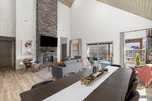 Smart TV, fireplace, video games, foosball