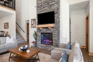 Smart TV, fireplace, video games