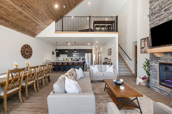 Smart TV, fireplace, video games