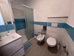 Ducha, secador de pelo, bidet, toallas