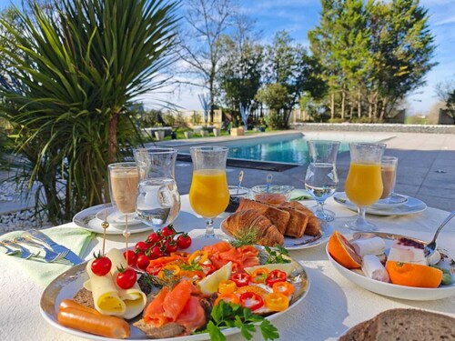 Raissa luxury suite near Bordeaux and A10 heated pool, garden, ideal for couples