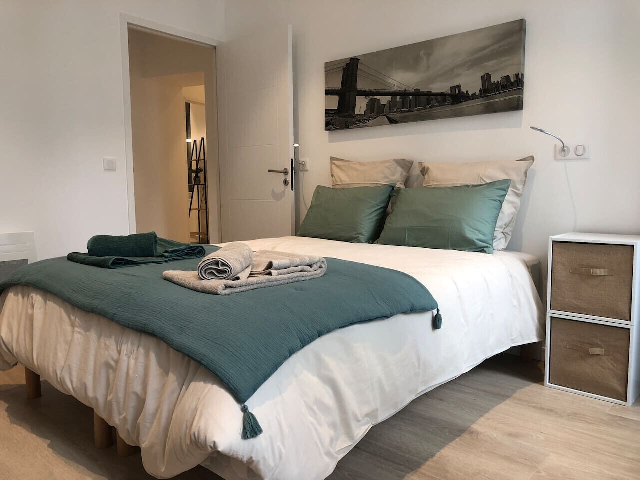 Desk, iron/ironing board, travel crib, WiFi (free)