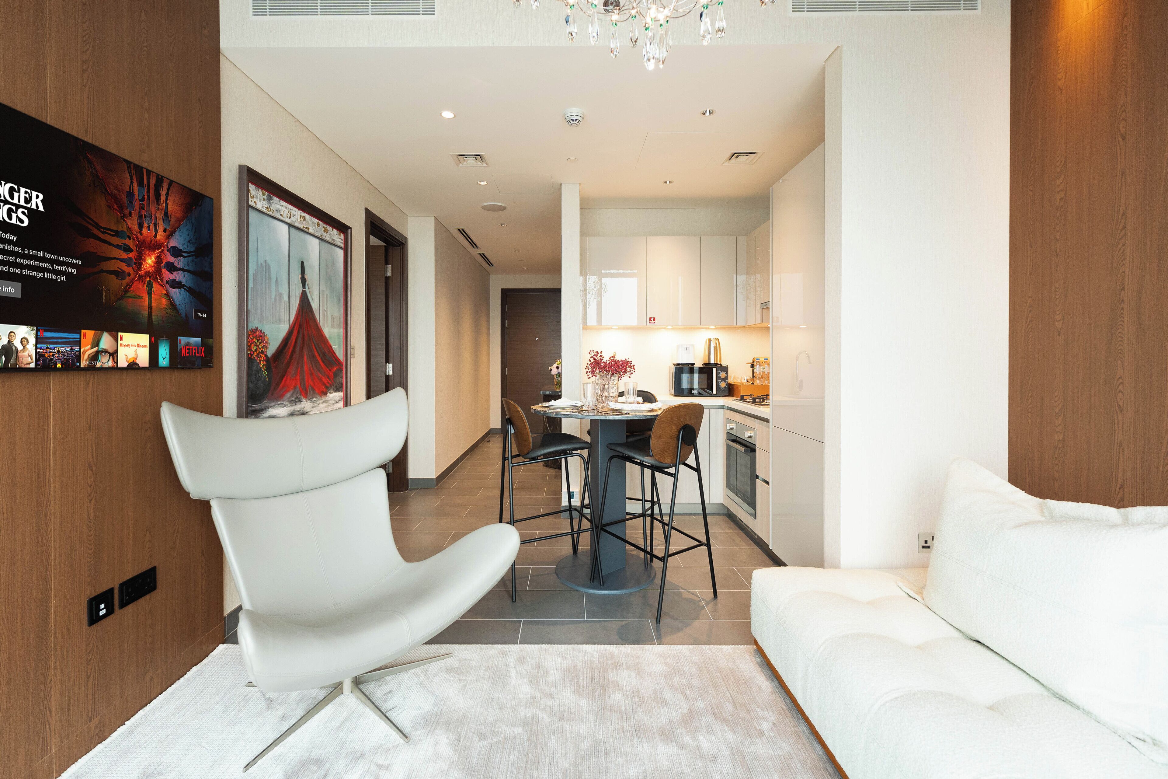 Appartement Deluxe | Coin séjour | Télévision LED de 54 cm avec chaînes par câble