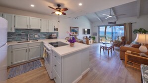 Coffee/tea maker, fridge, microwave, oven - Oceanfront Views - Shores of Maui 207 (Kihei)