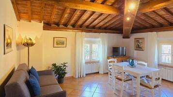 Standard-Apartment, Stadtblick | Wohnbereich | Fernseher