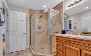 Shower, jetted bath, hair dryer, bidet - Lux Ocean Front Pet Friendly 5BD/6BA w/POOL STEPS to the boardwalk and ELEVATOR! (Seaside Heights)