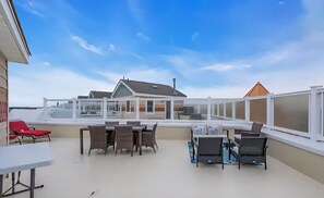 Outdoor dining - Lux Ocean Front Pet Friendly 5BD/6BA w/POOL STEPS to the boardwalk and ELEVATOR! (Seaside Heights)