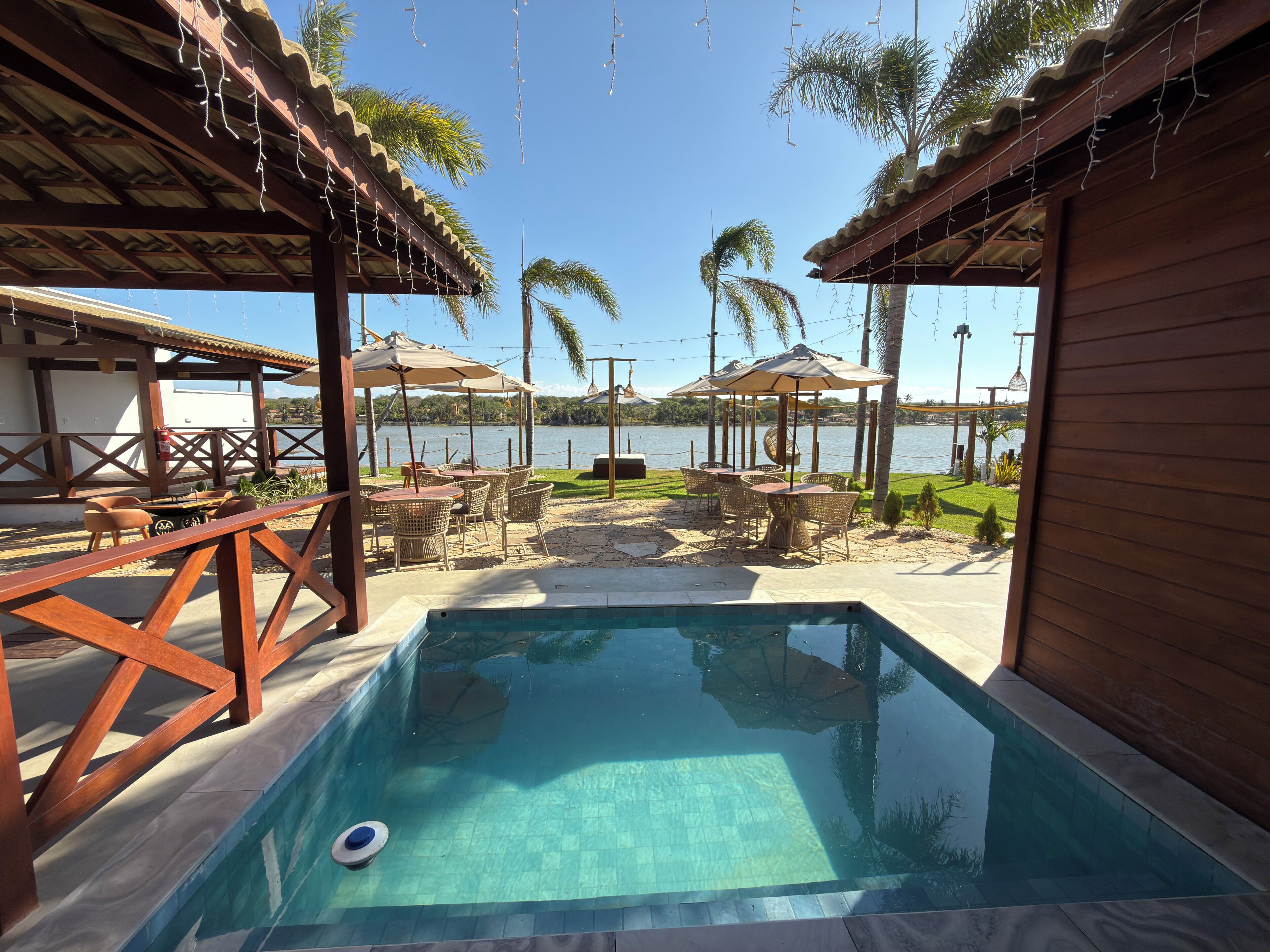 Indoor pool, pool umbrellas