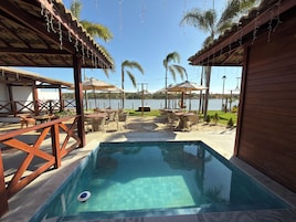 Indoor pool, pool umbrellas