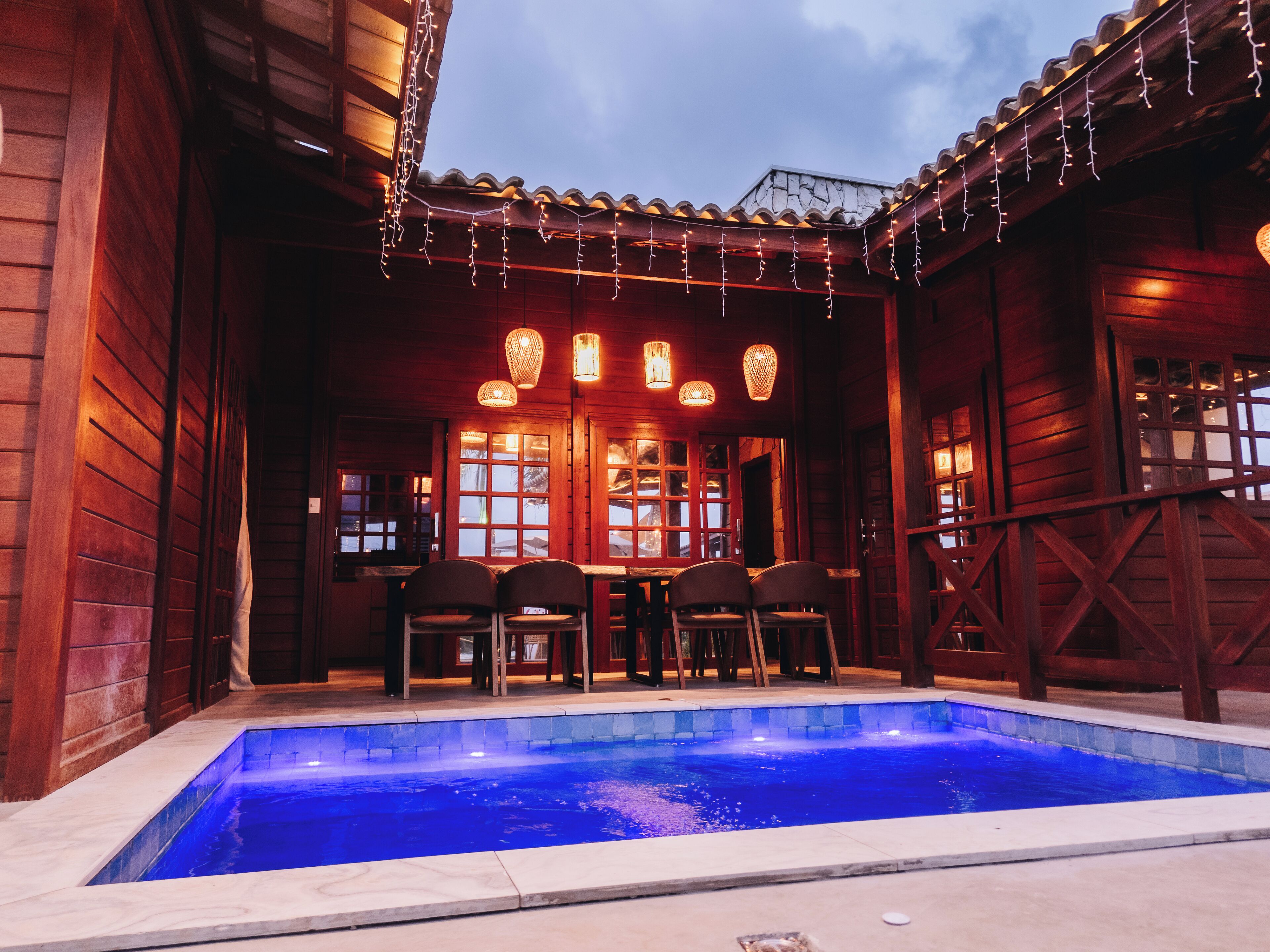 Indoor pool, pool umbrellas