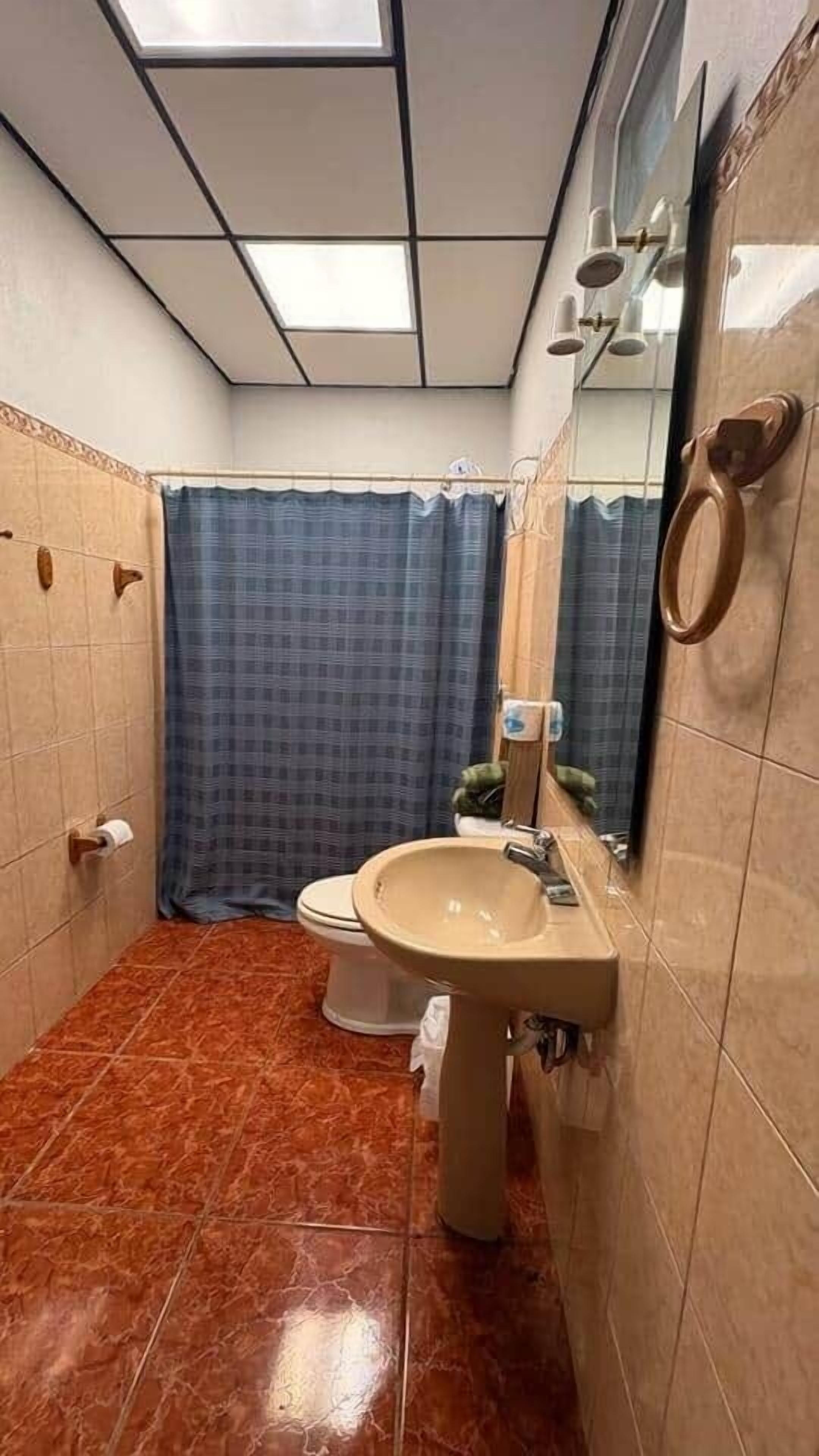 Shower, soap, toilet paper