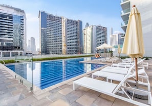 Pool - Canal Side 1BR with Private Terrace + Parking (Dubai)