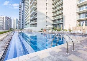 Pool - Canal Side 1BR with Private Terrace + Parking (Dubai)