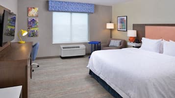 Desk, laptop workspace, blackout drapes, free WiFi