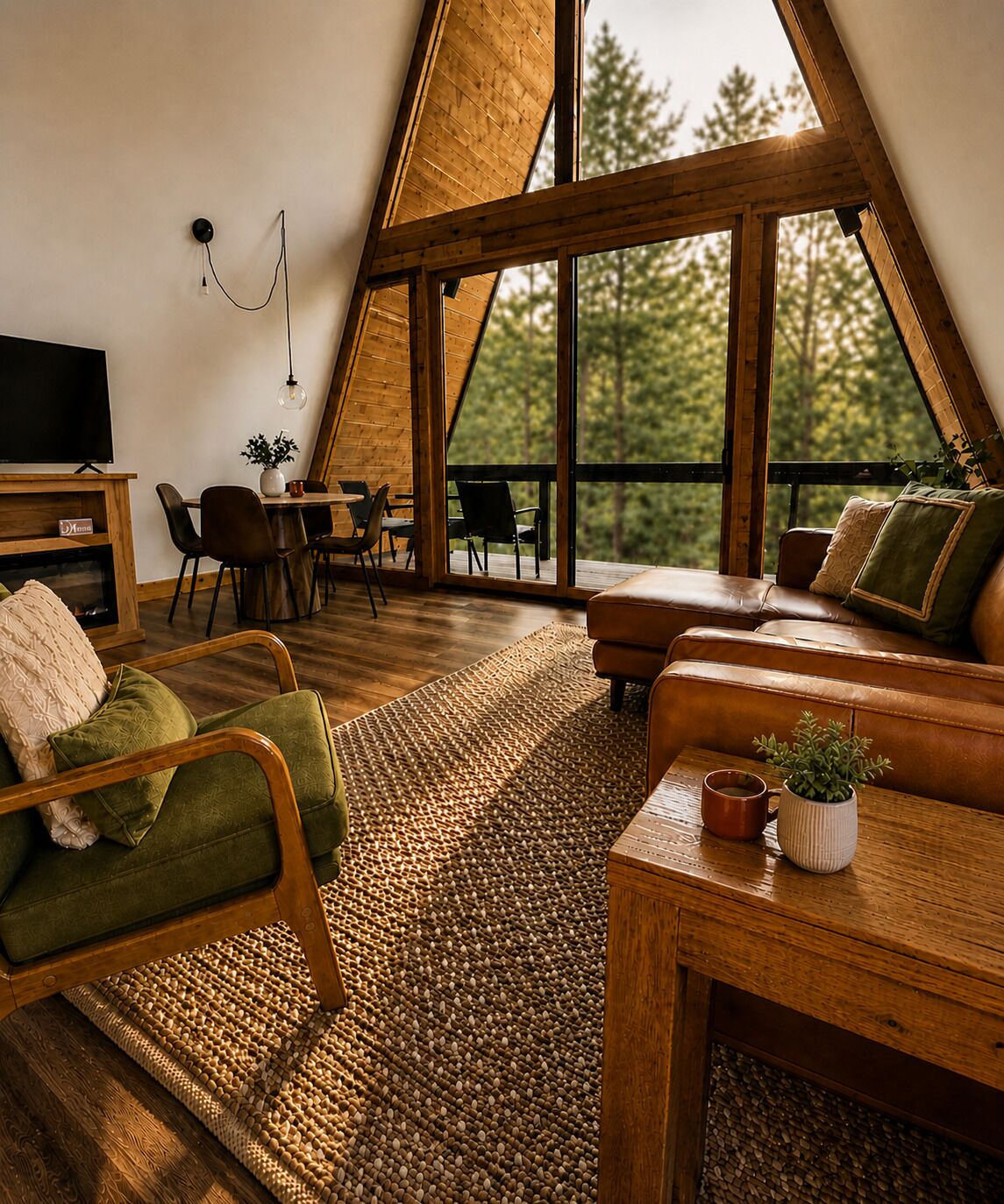 TV, fireplace
