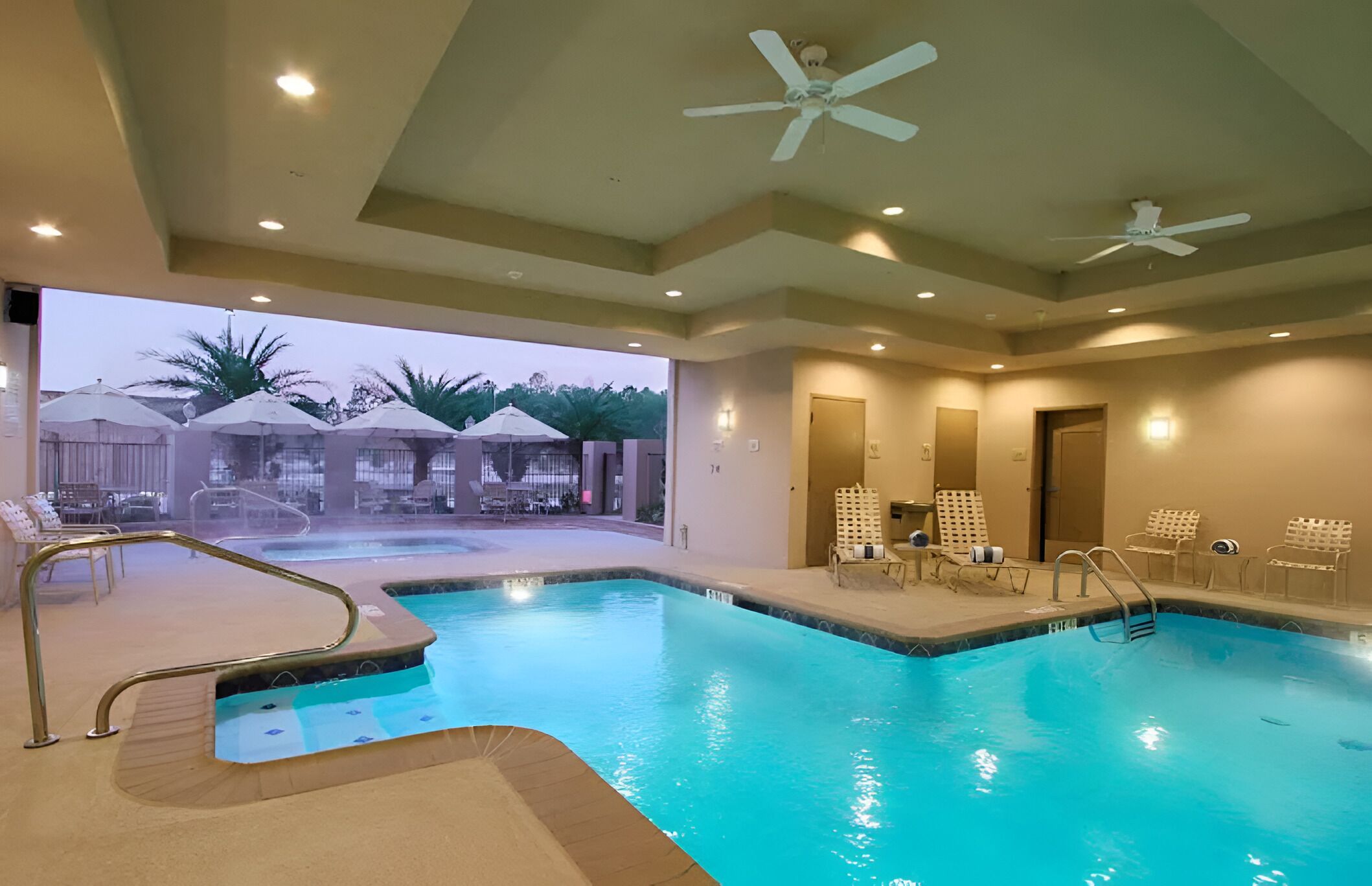 Unwind in the sparkling indoor pool after a busy day.