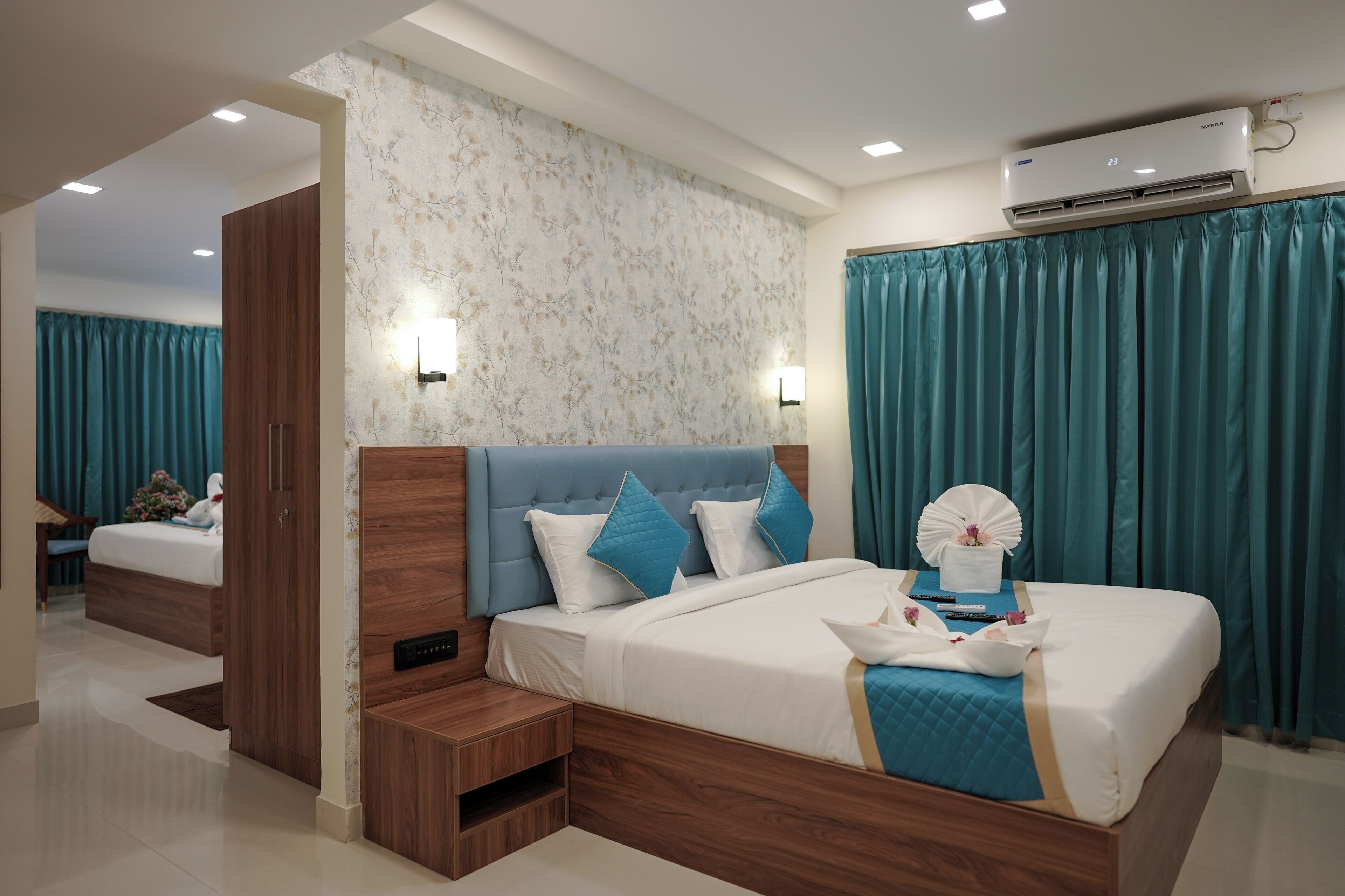 Family Double Room, Garden View | In-room safe, desk, laptop workspace, blackout curtains