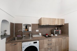 Fridge, oven, stovetop, electric kettle