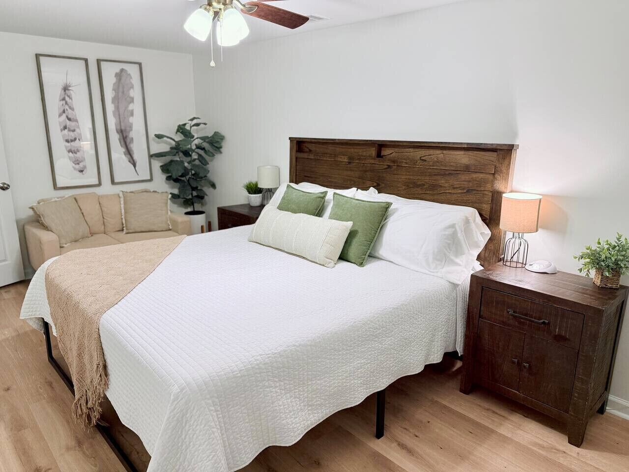 1 bedroom, desk, iron/ironing board, travel crib