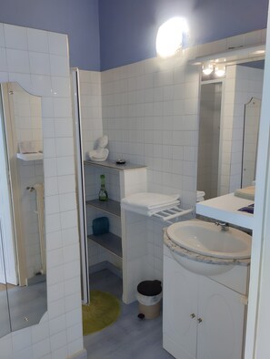 Suihku, hiustenkuivaaja, pyyhkeet