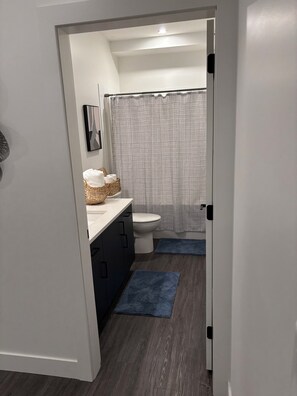 Sèche-cheveux, serviettes fournies, savon, papier toilette