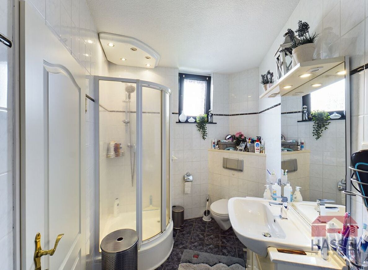 Dusche, Haartrockner, Handtücher, Toilettenpapier