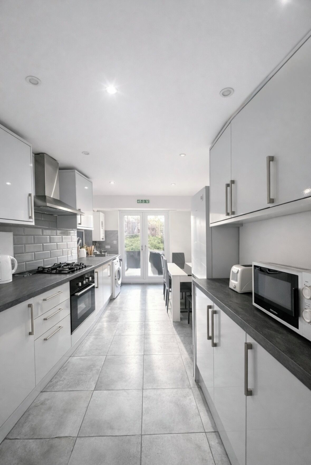 Fridge, microwave, oven, electric kettle