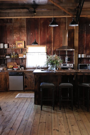 Private kitchen. Cozy 3-bedroom cabin on a horse ranch where tranquility meets rustic charm!